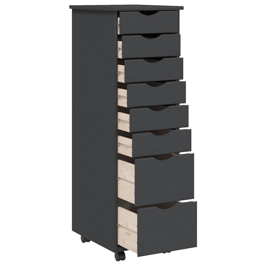 Rolling Cabinet | MOSS Grey | Solid pine wood, engineered wood, plastic