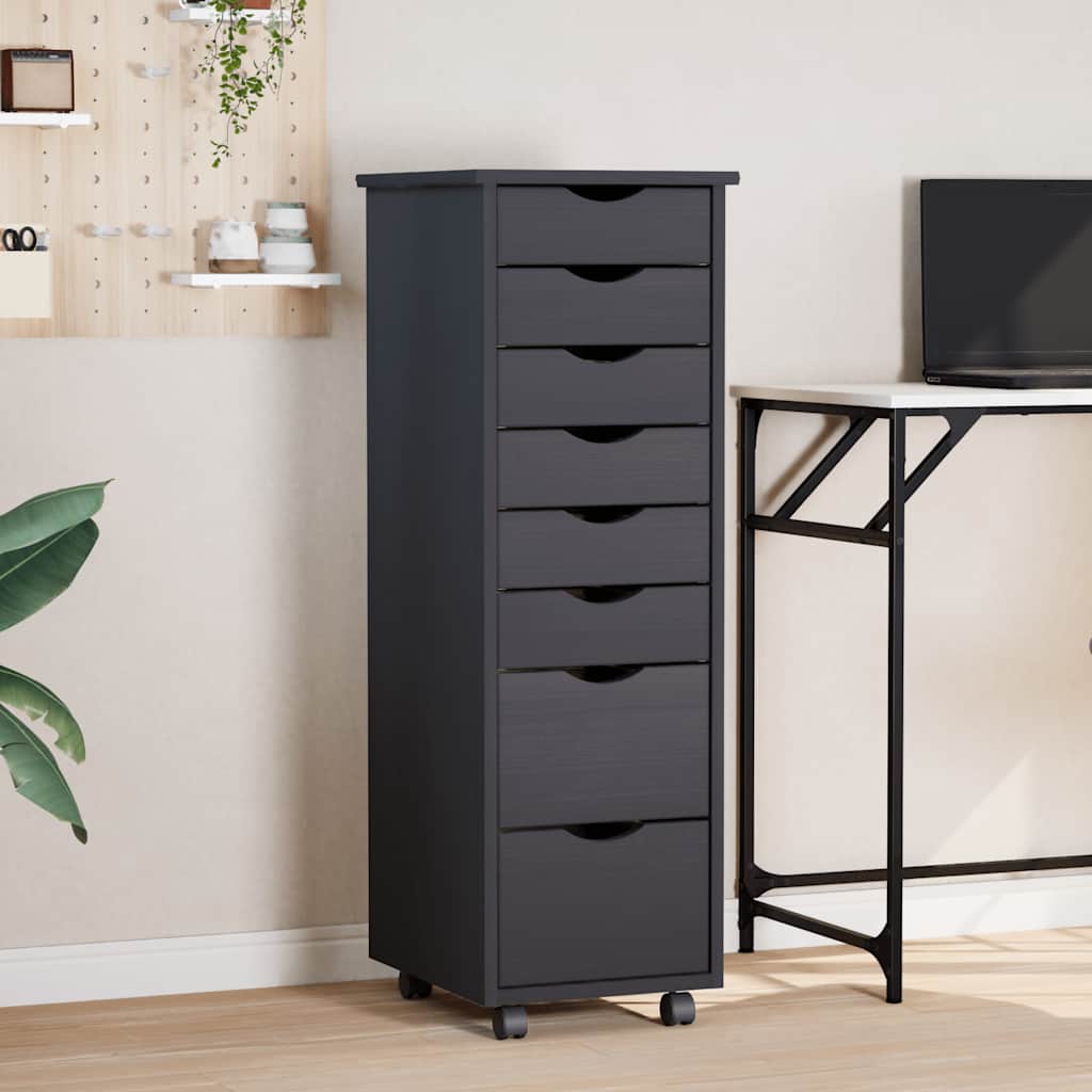 Rolling Cabinet | MOSS Grey | Solid pine wood, engineered wood, plastic