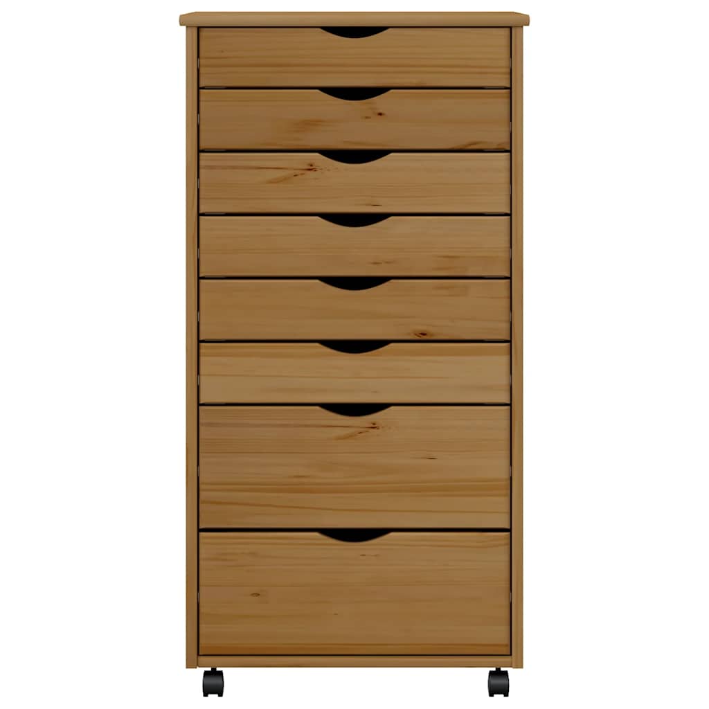 Rolling Cabinet | Honey Brown | Solid pine wood, engineered wood, plastic