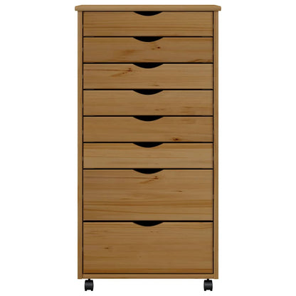 Rolling Cabinet | Honey Brown | Solid pine wood, engineered wood, plastic