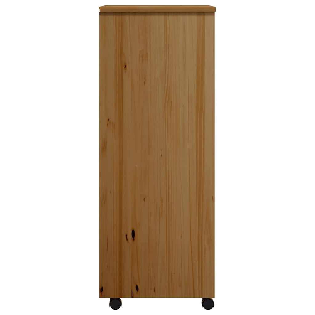 Rolling Cabinet | Honey Brown | Solid pine wood, engineered wood, plastic