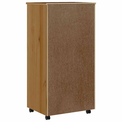 Rolling Cabinet | Honey Brown | Solid pine wood, engineered wood, plastic