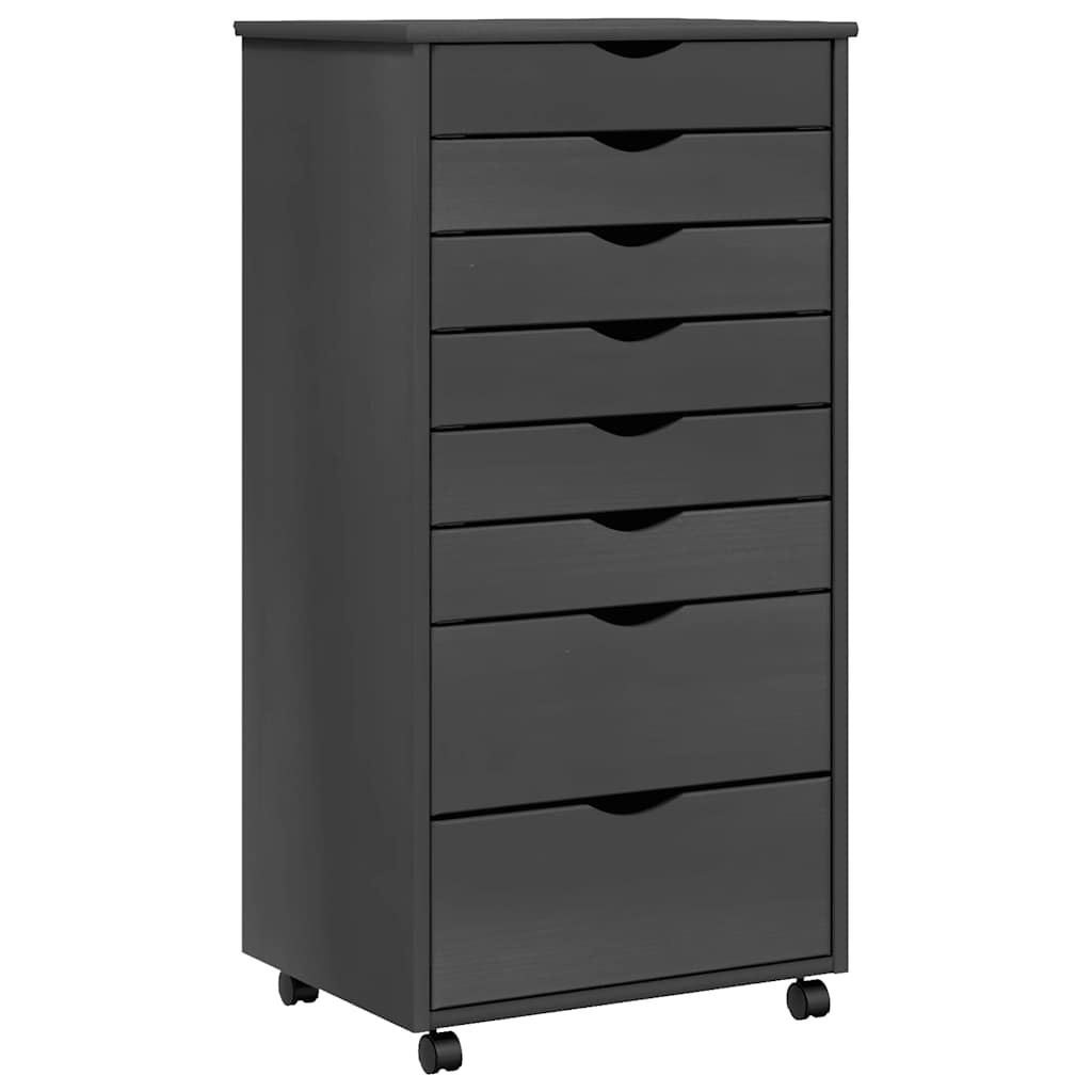 Rolling Cabinet | Grey | Solid Pine Wood, Engineered Wood, Plastic