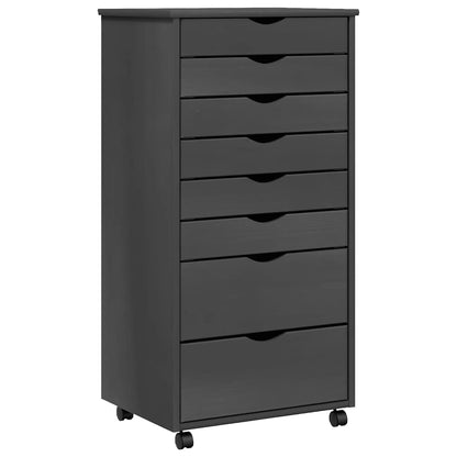 Rolling Cabinet | Grey | Solid Pine Wood, Engineered Wood, Plastic