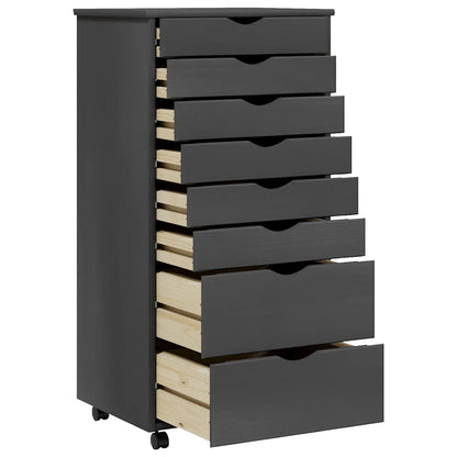 Rolling Cabinet | Grey | Solid Pine Wood, Engineered Wood, Plastic