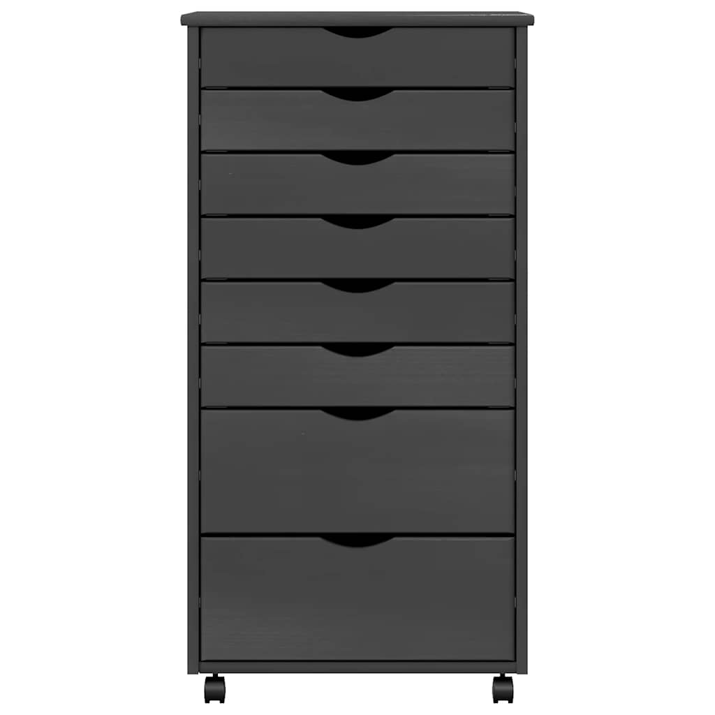 Rolling Cabinet | Grey | Solid Pine Wood, Engineered Wood, Plastic