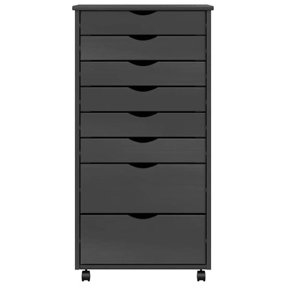 Rolling Cabinet | Grey | Solid Pine Wood, Engineered Wood, Plastic