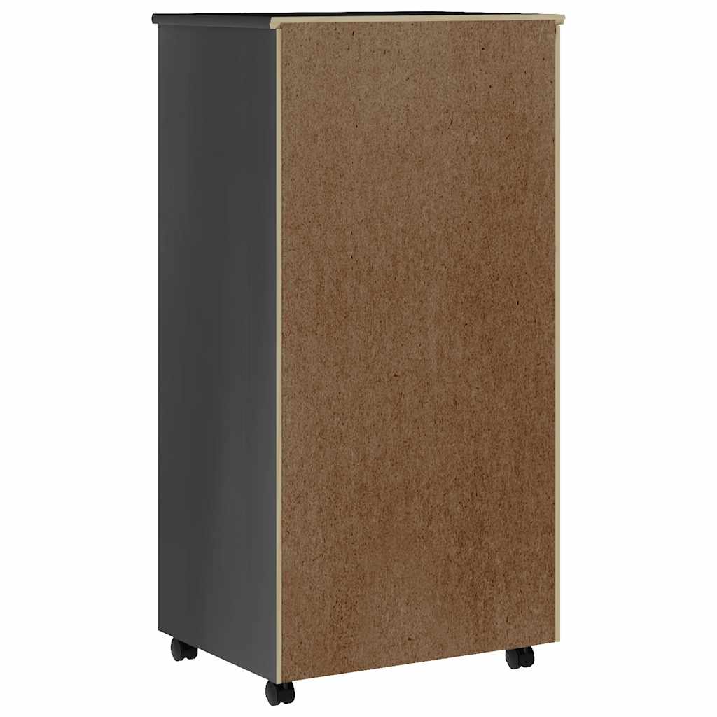 Rolling Cabinet | Grey | Solid Pine Wood, Engineered Wood, Plastic
