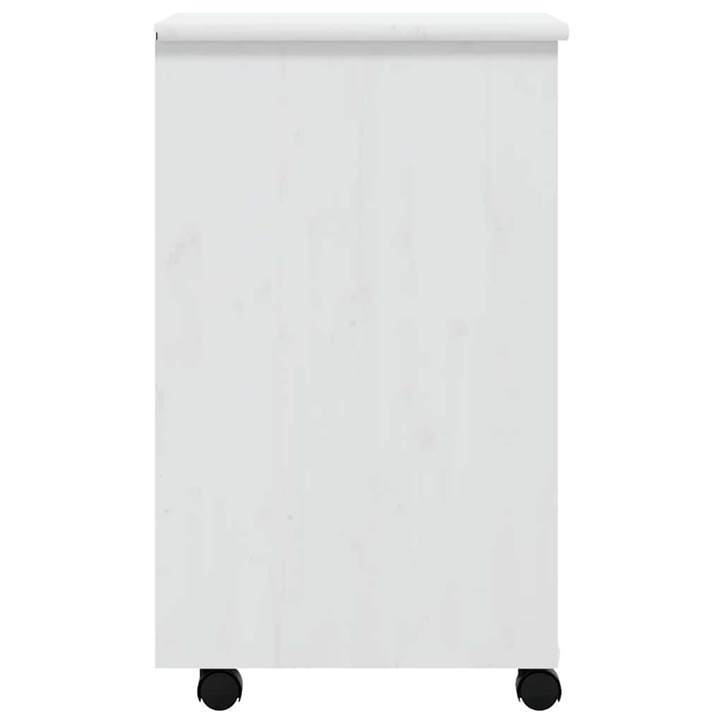 Rolling Cabinet with Drawers MOSS White Solid Wood Pine