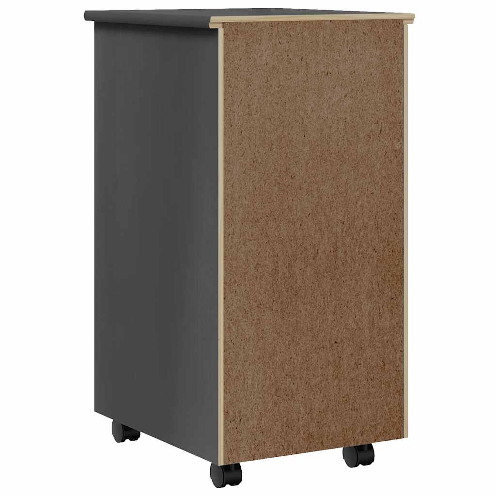 Rolling Cabinet with Drawers MOSS Grey Solid Wood Pine