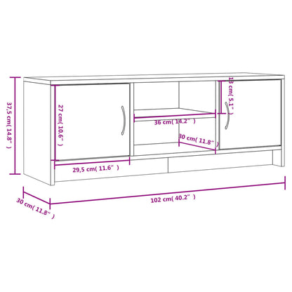 TV Cabinet Smoked Oak 102x30x37,5 cm Engineered Wood
