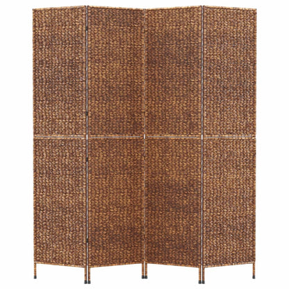 Room Divider 4-Panel Brown 163x180 cm Water Hyacinth