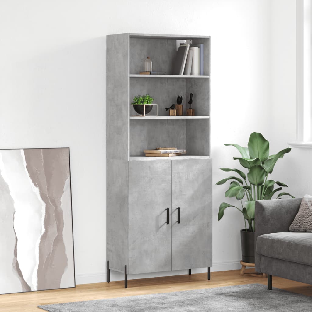 Highboard Concrete Grey 69,5x34x180 cm Engineered Wood