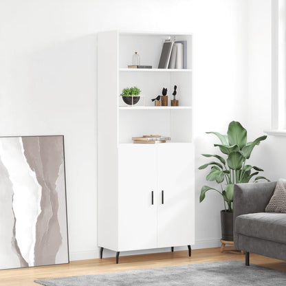 Highboard White 69,5x34x180 cm Engineered Wood