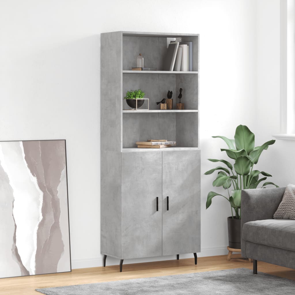 Highboard Concrete Grey 69,5x34x180 cm Engineered Wood