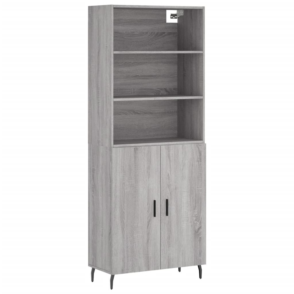 Highboard Grey Sonoma 69,5x34x180 cm Engineered Wood