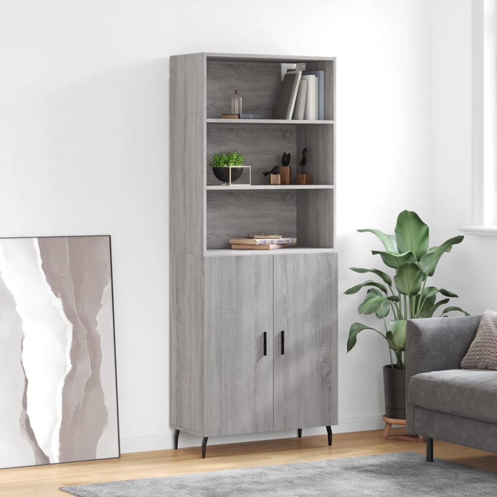 Highboard Grey Sonoma 69,5x34x180 cm Engineered Wood