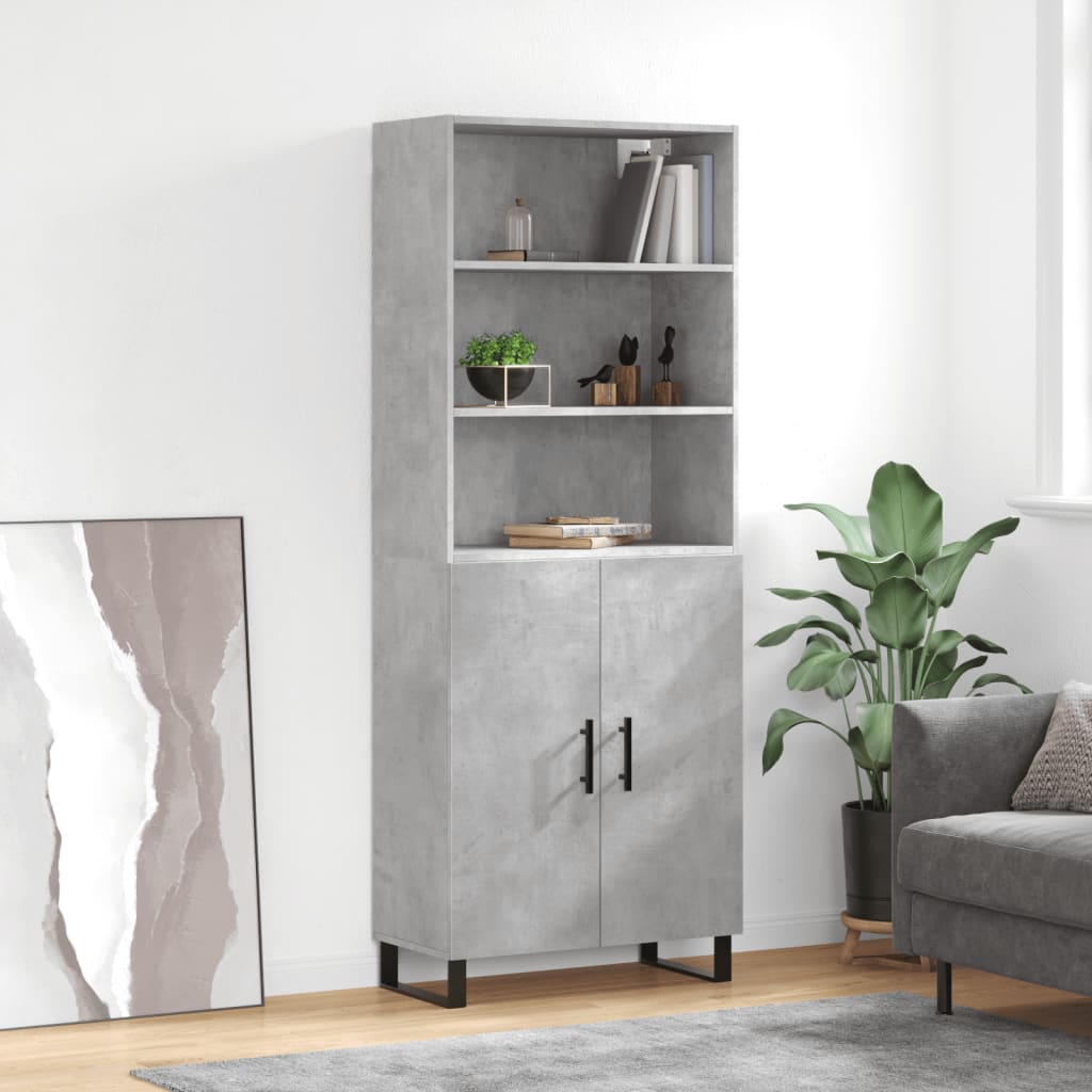 Highboard | Concrete grey | Engineered wood, metal | 69.5x34x180 cm