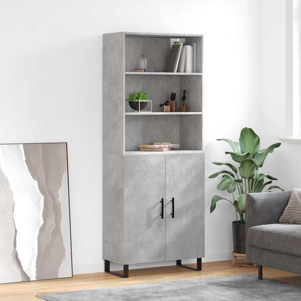 Highboard Concrete Grey 69,5x34x180 cm Engineered Wood