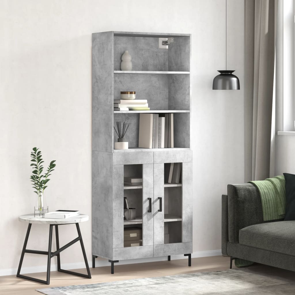 Highboard Concrete Grey 69,5x34x180 cm Engineered Wood