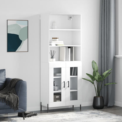 Highboard White 69,5x34x180 cm Engineered Wood