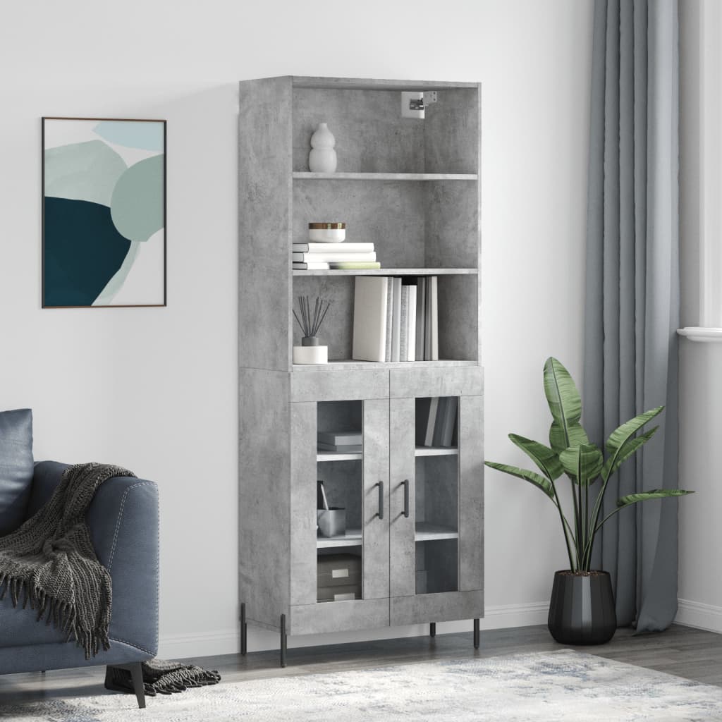 Highboard Concrete Grey 69,5x34x180 cm Engineered Wood