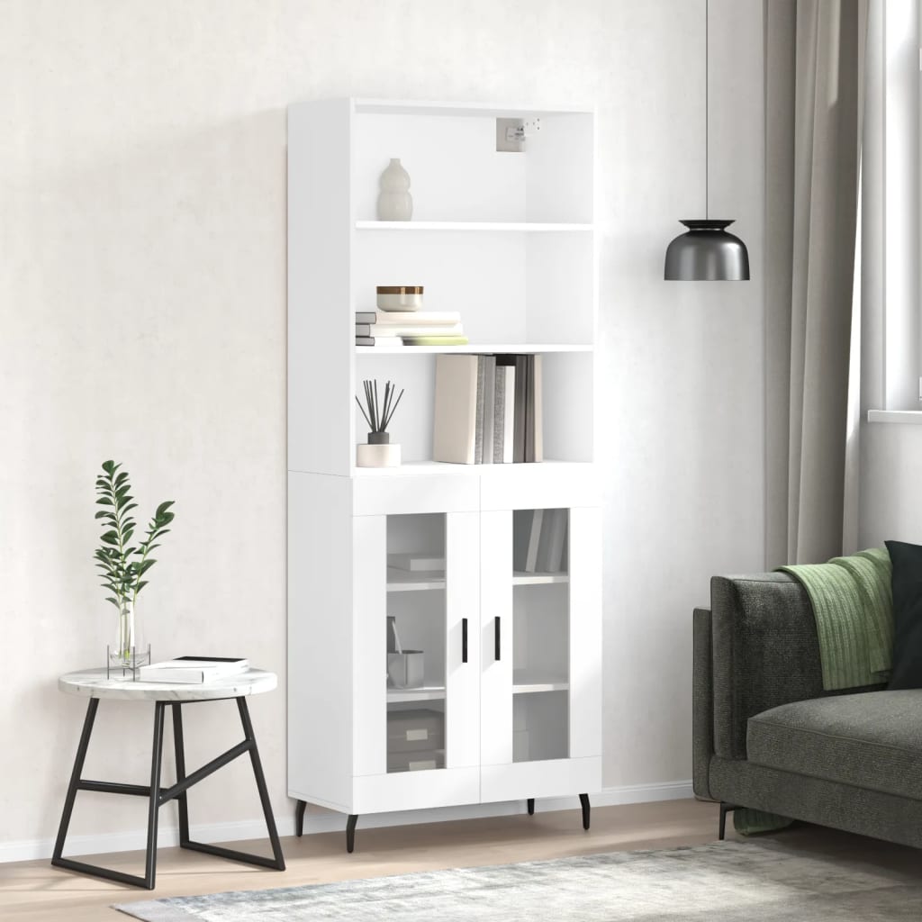 Highboard White 69,5x34x180 cm Engineered Wood