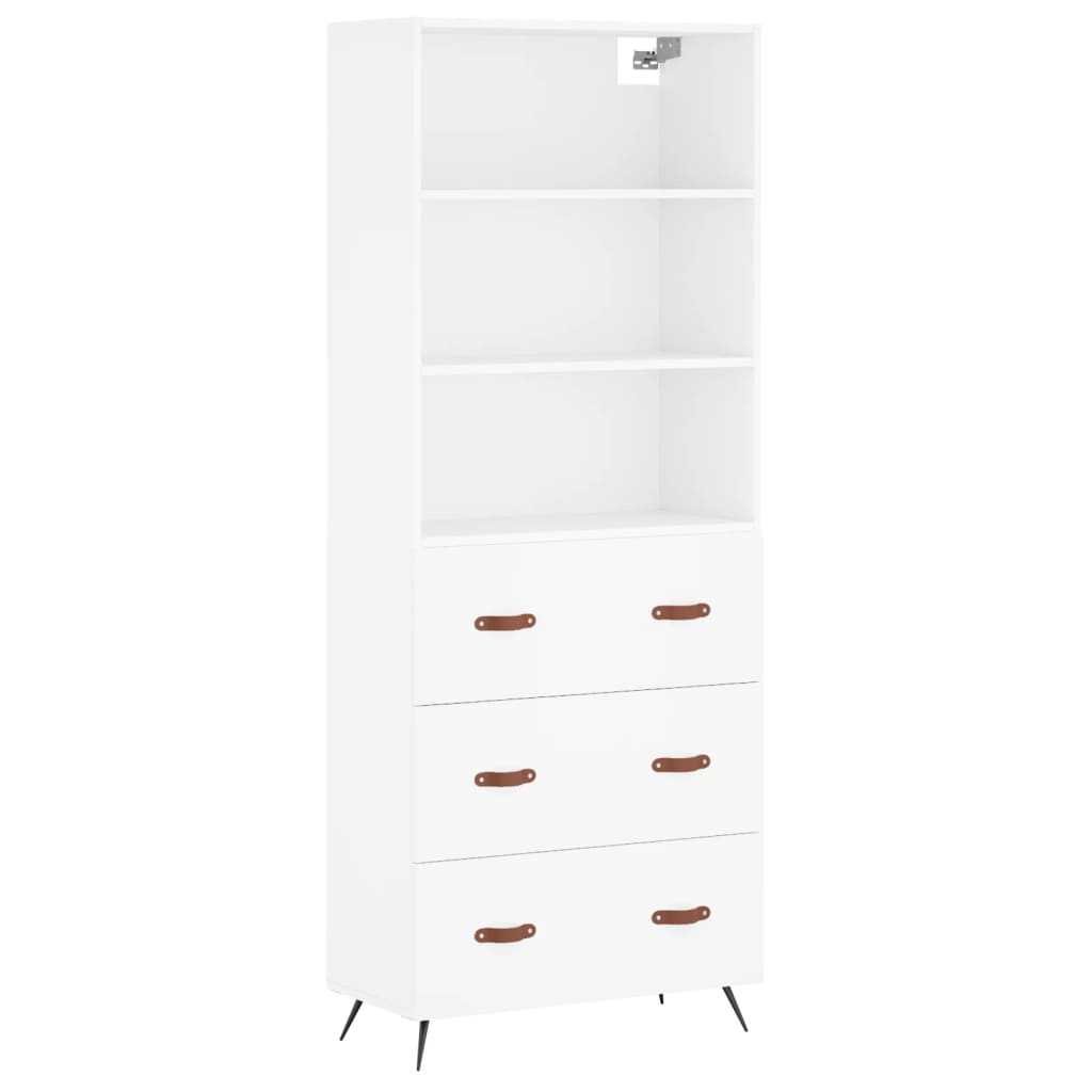 Highboard White 69.5x34x180 cm Engineered Wood