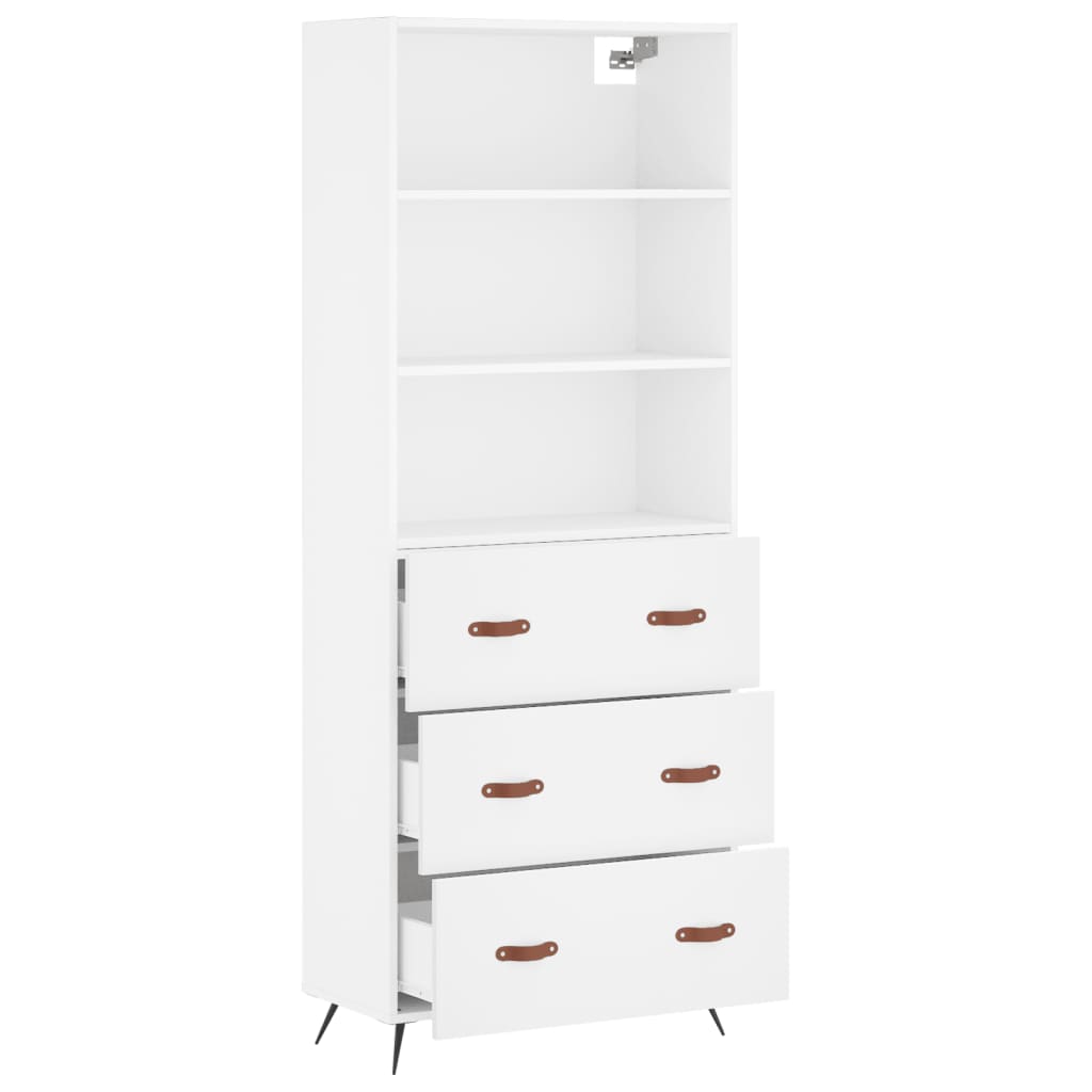 Highboard White 69.5x34x180 cm Engineered Wood
