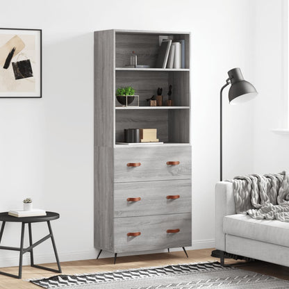 Highboard Grey Sonoma 69.5x34x180 cm Engineered Wood