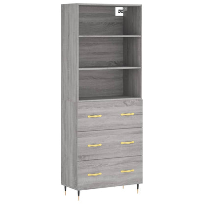 Highboard Grey Sonoma 69,5x34x180 cm Engineered Wood