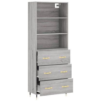 Highboard Grey Sonoma 69,5x34x180 cm Engineered Wood