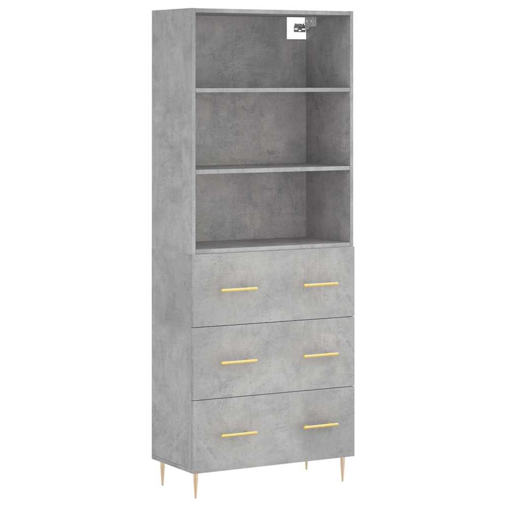 Highboard Concrete Grey 69,5x34x180 cm Engineered Wood