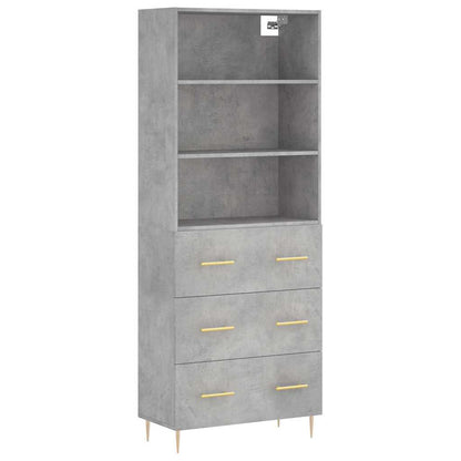 Highboard Concrete Grey 69,5x34x180 cm Engineered Wood