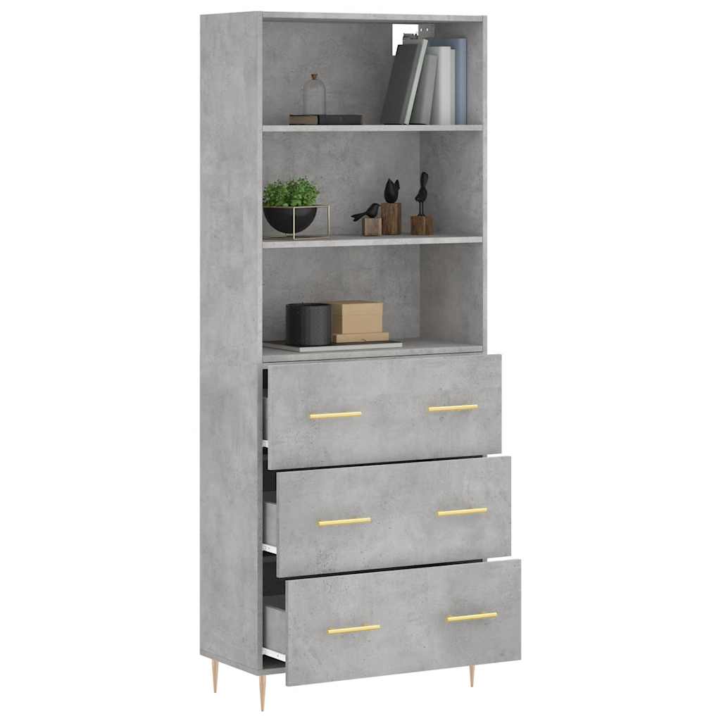 Highboard Concrete Grey 69,5x34x180 cm Engineered Wood