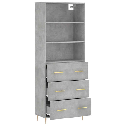 Highboard Concrete Grey 69,5x34x180 cm Engineered Wood