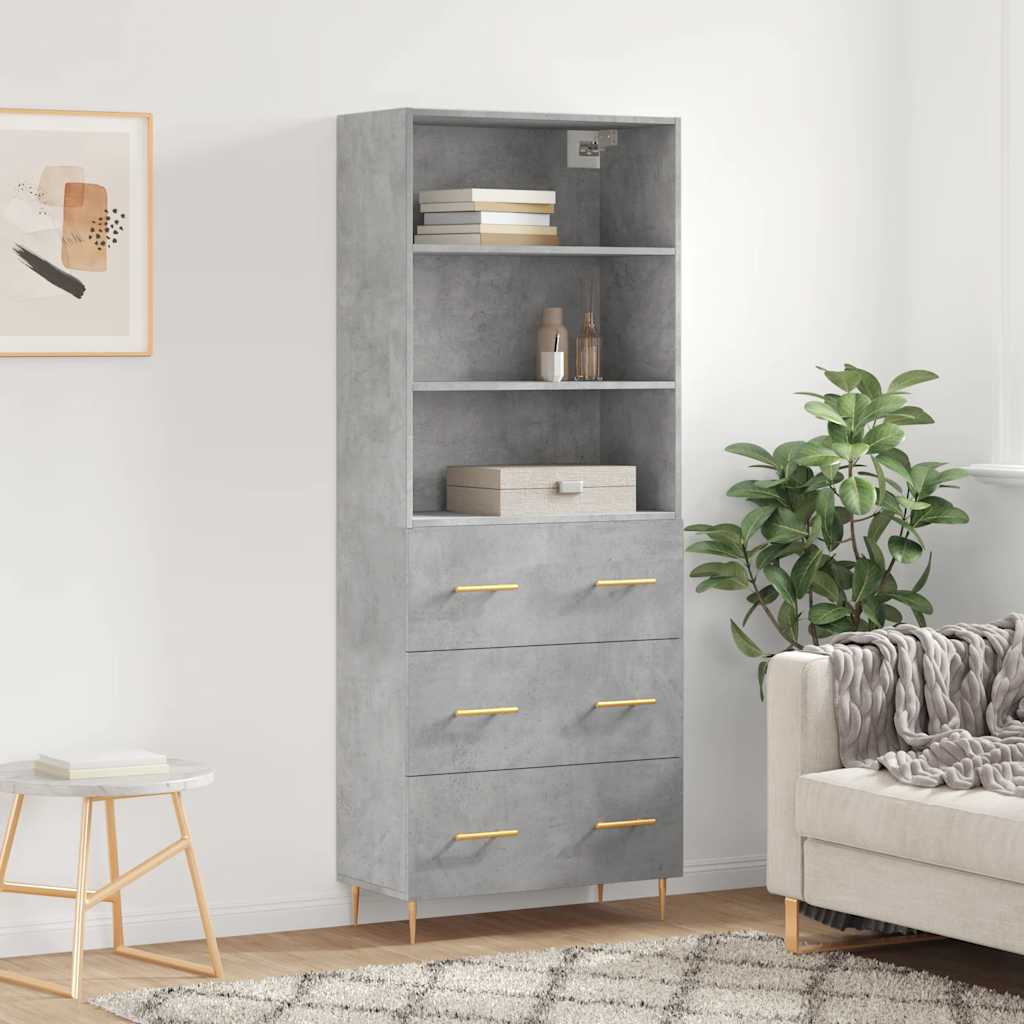 Highboard Concrete Grey 69,5x34x180 cm Engineered Wood