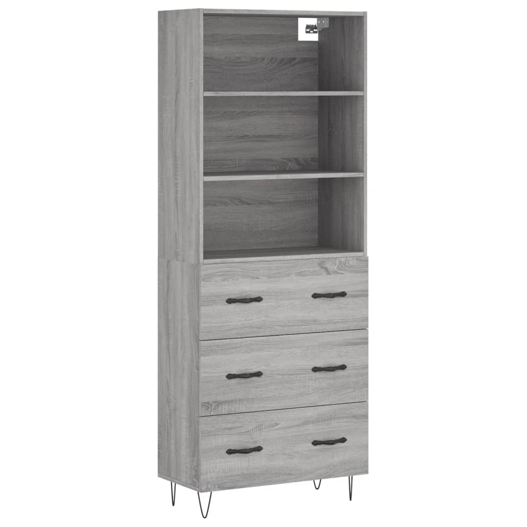 Highboard Grey Sonoma 69,5x34x180 cm Engineered Wood