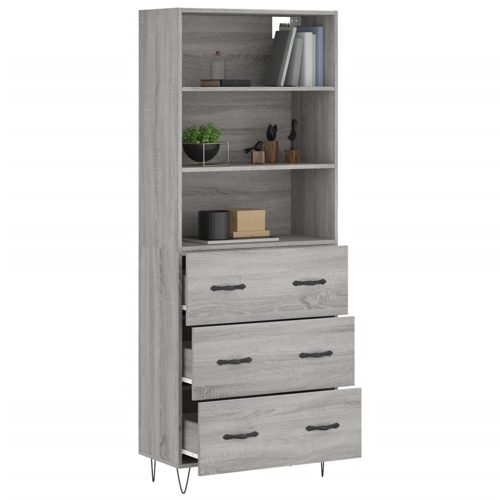 Highboard Grey Sonoma 69,5x34x180 cm Engineered Wood