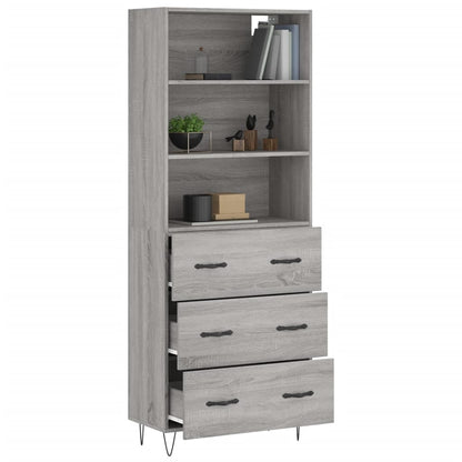Highboard Grey Sonoma 69,5x34x180 cm Engineered Wood