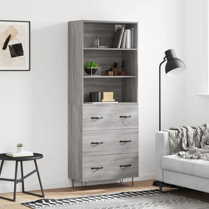 Highboard Grey Sonoma 69,5x34x180 cm Engineered Wood