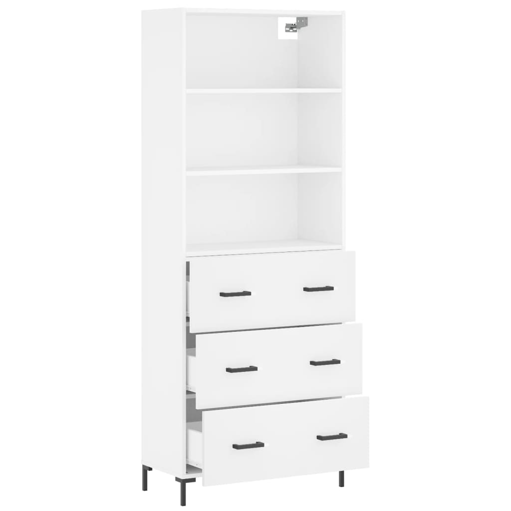 Highboard White 69,5x34x180 cm Engineered Wood