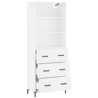 Highboard White 69,5x34x180 cm Engineered Wood