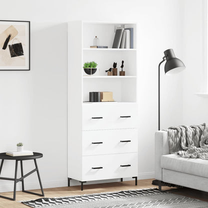 Highboard White 69,5x34x180 cm Engineered Wood
