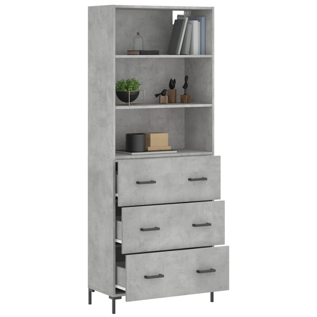 Highboard Concrete Grey 69,5x34x180 cm Engineered Wood