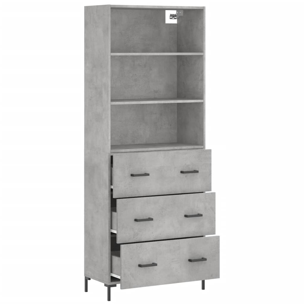 Highboard Concrete Grey 69,5x34x180 cm Engineered Wood
