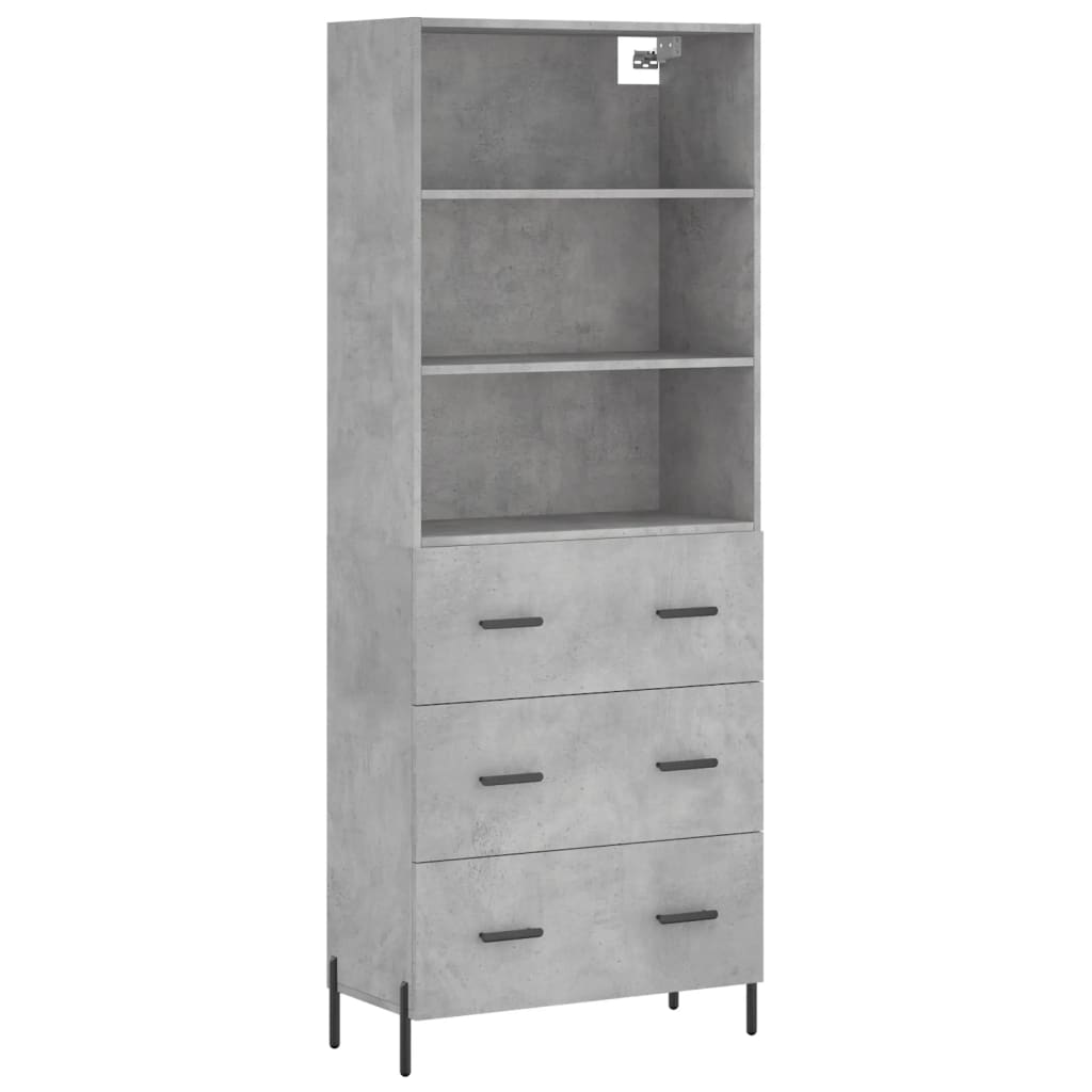Highboard Concrete Grey 69,5x34x180 cm Engineered Wood