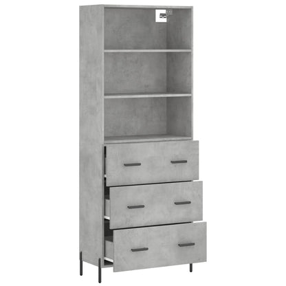 Highboard Concrete Grey 69,5x34x180 cm Engineered Wood