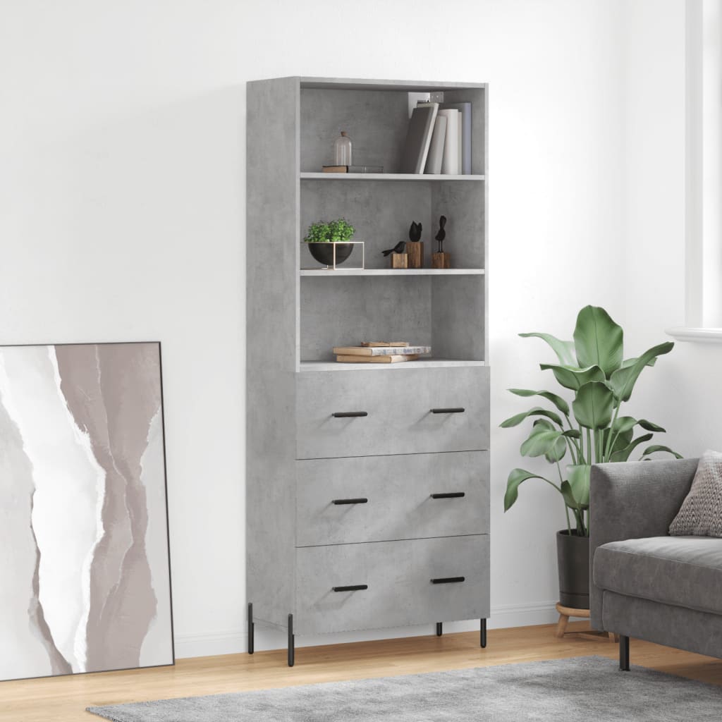 Highboard Concrete Grey 69,5x34x180 cm Engineered Wood