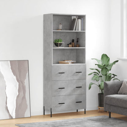 Highboard Concrete Grey 69,5x34x180 cm Engineered Wood